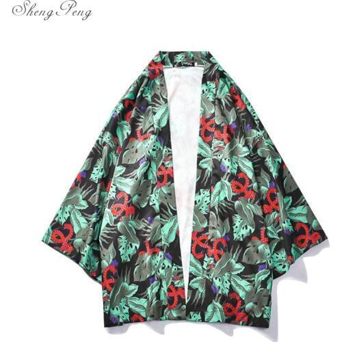 Kimono Cardigan Japanese Style Men Samurai Haori Clothing Crane Embroidery Traditional Vintage Yukata Asian Clothes women V1640
