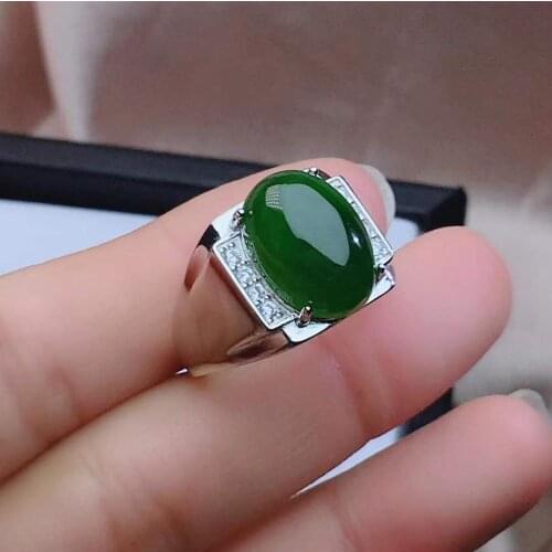 Natural And Real Jade Ring Stone Rings Solid 925 Silver Gemstone Ring