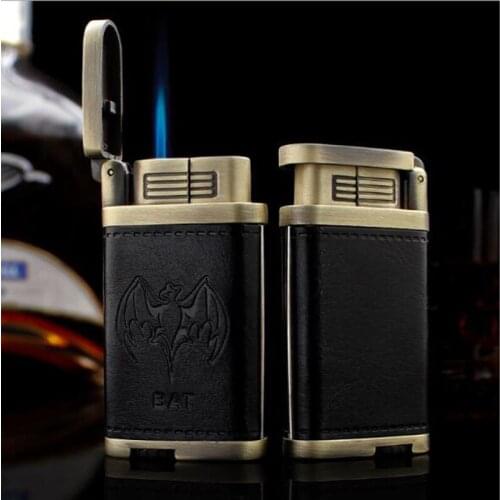 Creative GAS inflatable lighter, windproof straight JET flame, ZINC ALLOY LEATHER.Cigar/Cigarette Lighter
