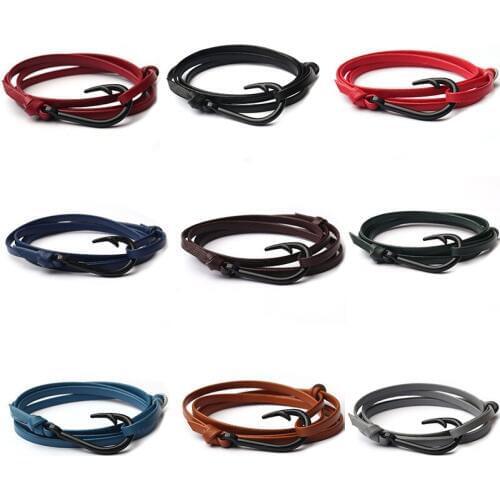 Fashion casual nautical navy pirate wind high-grade leather hook woven bracelet