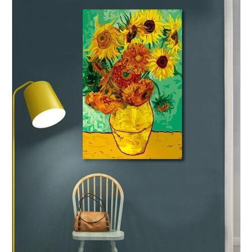 Modular painting Van Gogh Sunflower digital paint by numbers diy digital painting coloring by numbers drawing practice