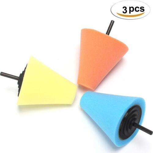 3 Pcs 80mm M10 Cone Sponge Pads Polishing Wheel Buffing Car Beauty Waxing Car Polishing Pad Set Polisher Buffer Waxing Tool Kit