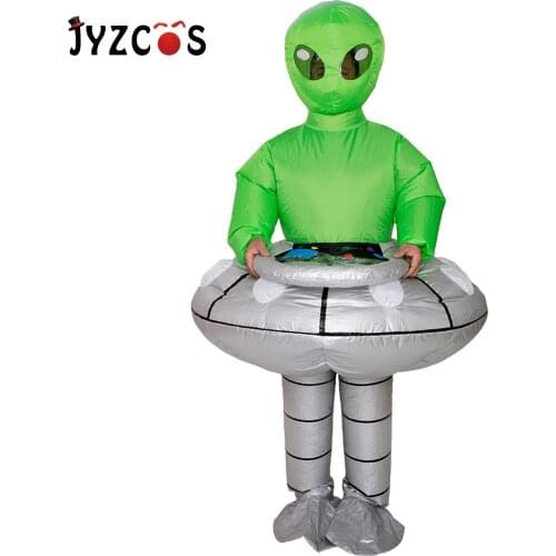 JYZCOS Green Alien UFO Inflatable Costumes Halloween Costumes Christmas Purim Fancy Dress Party Monster Mascot Cosplay Costume