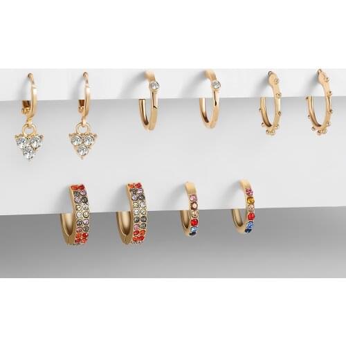 New Design Multicolor Zircon Circle Earring for Women Fashion Round Small Hoop Earring Set Party Wedding Jewelry 2021