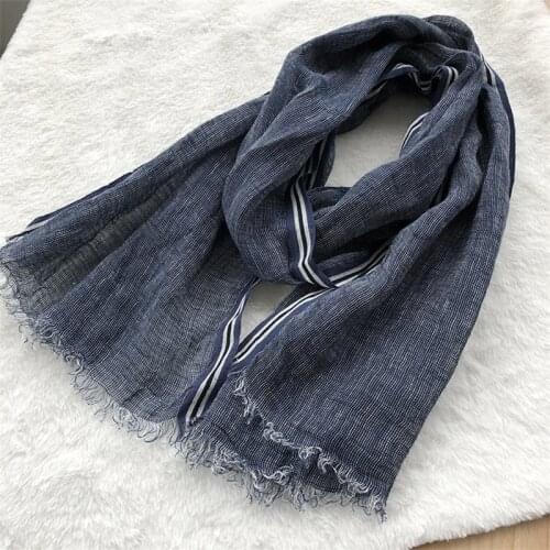 New Style Spring And Summer Leisure Business Mens Linen Scarf Solid Color Clause Versatile Breathable Shawl