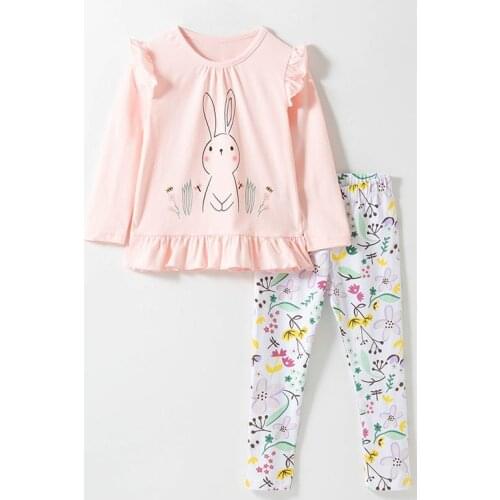 1-7Y Infant Bebe Kids Brand Long Sleeve Outfits Baby Girl Clothes Sets Girls 100% Knitted Cotton t-shirt Pants 2pc Children Suit
