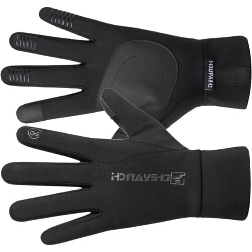 1 Pair Safety Riding Gloves Winter Warm Touch Screen Non-slip Gloves Windproof Waterproof All-finger Cycling Gloves (Black, M)