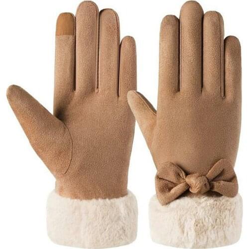 Winter Women Gloves Cute Furry Warm Mitts Full Finger Mittens Autumn Female Outdoor Sport Windproof Touch Screen Gloves