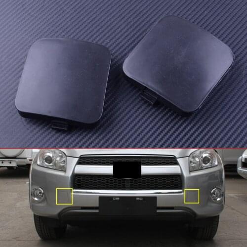 2pcs Front Left & Right Car Bumper Trailer Tow Hook Eye Covers Caps 53286-0R020 Fit For Toyota RAV4 2009 2010 2011 2012