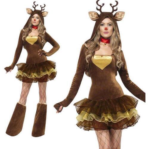 Sexy 3 Pieces Sets Cartoon Dresses Christmas Costumes For Adults Cosplay Fancy Dress Cute Lovely Furry Clothes High Quality WL24