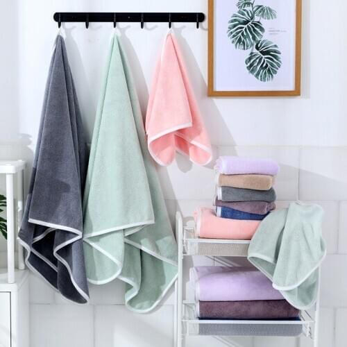 Thick Coral Fleece Towel Set Household Solid Color Bath Towel and Face Towel Massage Quick-Dry Thick Microfiber Absorbent Towels