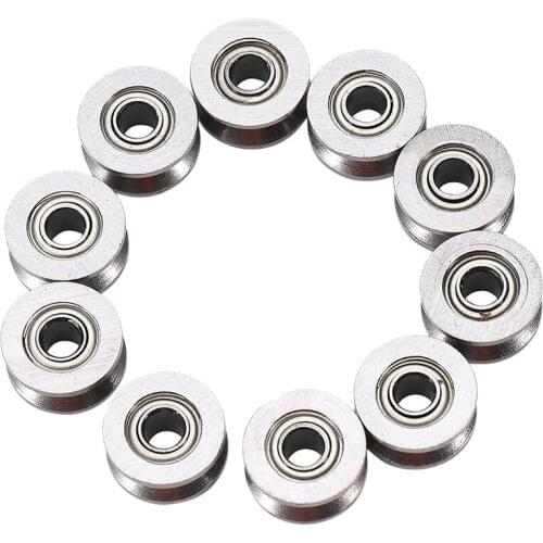 New 10pcs U Groove Bearing U624ZZ Carbon Steel Durable V Groove Ball Bearing Pulley for Rail Track Linear Motion Systems