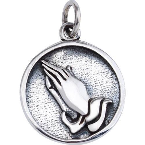100% 925 Silver Buddha Hands Charm 925 Sterling Buddha Hand Small Pendant Good luck Charm