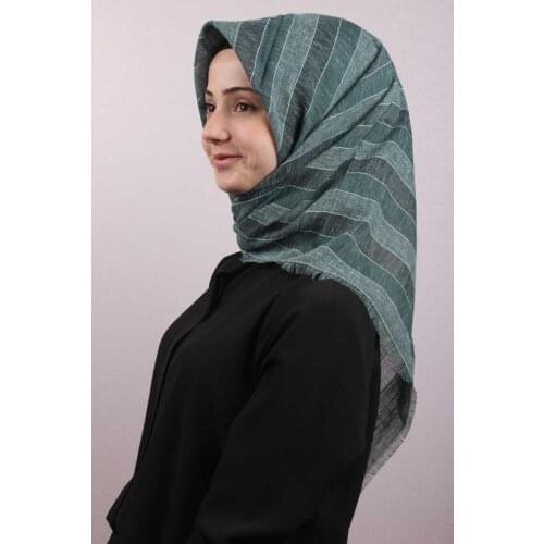 POLOİST PATTERNED AQUA COTTON SCARF-01-RENK-27