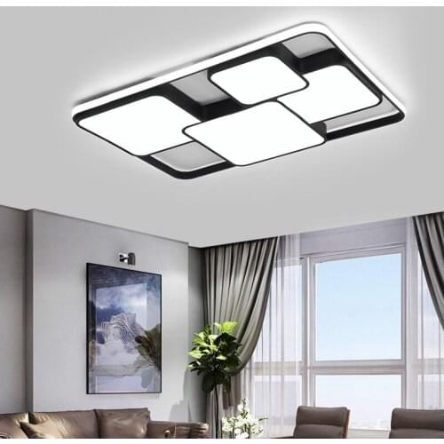 Rectangle modern led ceiling lights for living room bedroom study room white or black 95-265V square ceiling lamp with WF1117
