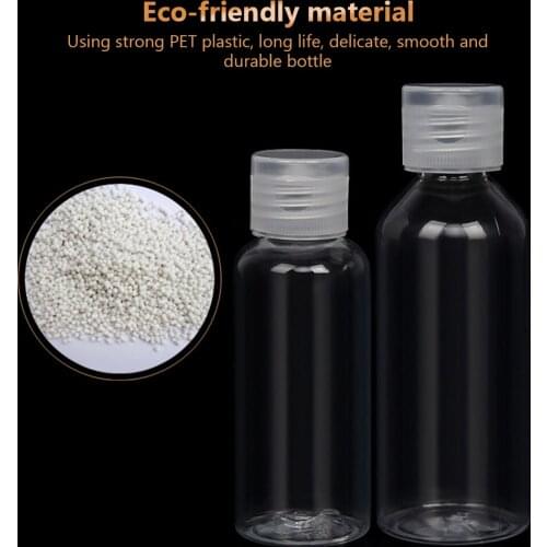 20pcs 10ml-100ml Empty Plastic Bottles Clear Travel Liquids Container Flip Caps Clear Refillable Flip Top Plastic Travel Bottle