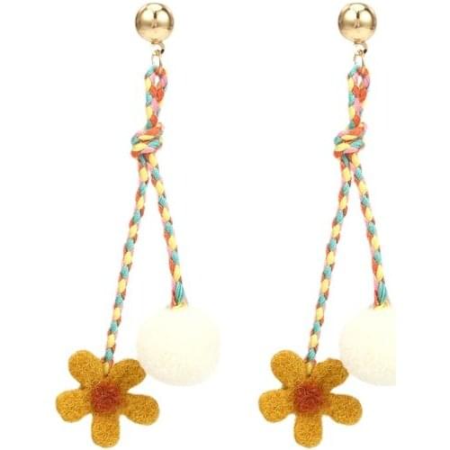 GY Earrings Original Art Long Ear Clip Non-Pierced Female Vacation Style Orange Cute Earrings Tide Earrings