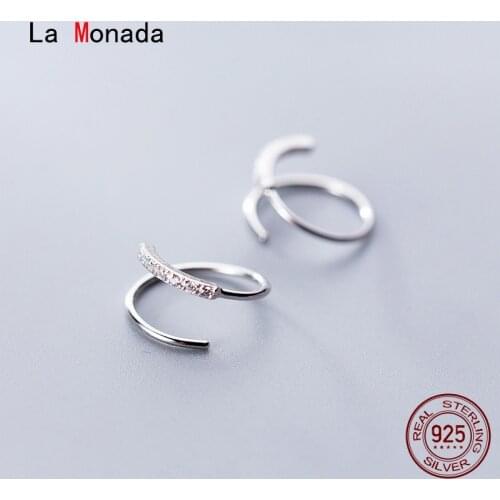 La Monada Hoop Earrings For Women Silver 925 Minimalist Wave Fine Women Earrings Jewelry Hoop Earrings 925 Sterling Silver