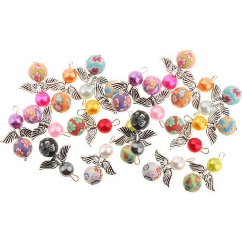 20pcs Mixed Angel Wings Pendants Charms Clay Beads for Earring Necklace made DIY Jewelry Making Crafts Kids Birthday gift Set