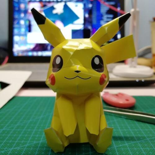 Tiktok Same Pokemon DIY Handmade Anime Pikachu 3D Paper Model Pikachu Anime Children Handmade Toys Pokemon Anime Figure
