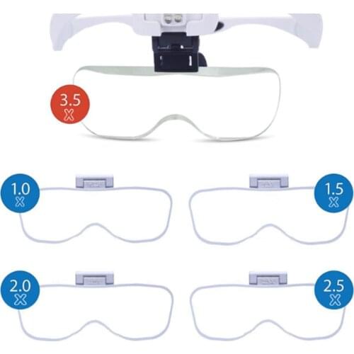 Magnifying Glasses magnifier 1.0X/1.5X/2.0X/2.5X/3.5X Magnifier With LED Light For Reading Jewelers Watchmaker Repair Wearing