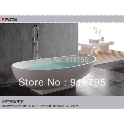 1800x820x540mm Solid Surface Resin CUPC Approval Bathtub Oval Freestanding Corian Matt white Finishing Tub WD6510