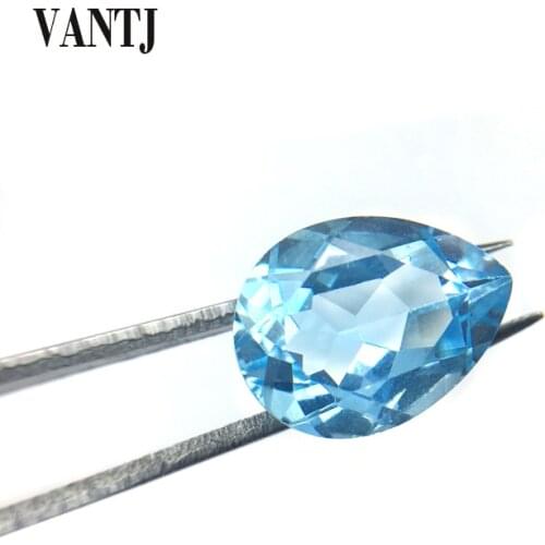 VANTJ Real Natural Sky Blue Topaz Loose Gemstone Brilliant Pear Cut For Silver Gold Ring Mounting Fine Jewelry Women Party Gift