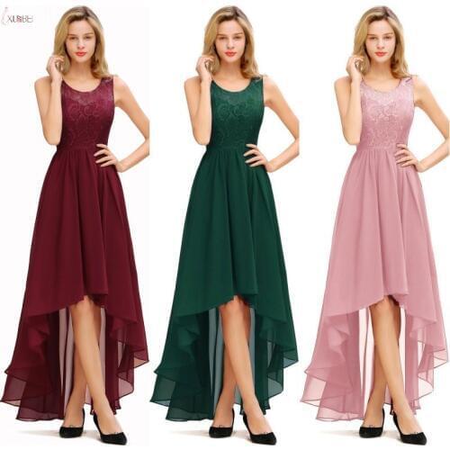 Xunbei Homecoming Dresses 2020 Pink Chiffon Short Graduation Gown High Low Sleeveless A line 2019 vestidos de graduacion
