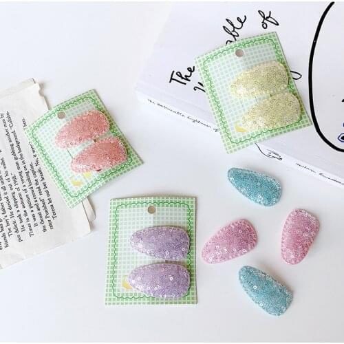 2 Pcs/Set Children Cute Colors Sequins Water Drop Ornament Hairpins Baby Girls Lovely Barrettes Hairpins Kids Hair Accessories