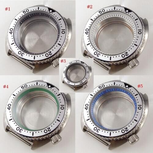 45mm Watch Case Alloy Bezel Insert Fit NH35A NH36A Automatic Movement Sapphire Glass Screw Down Crown