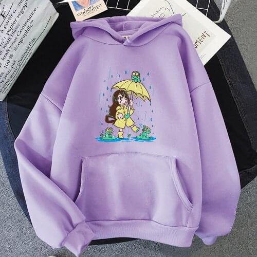 Frog Girl Print Sweatshirt Women Girl Hoodie Cute Hip Hop Kawaii Harajuku Oversized Womens Warm Hoodies Tops Korean Clothes