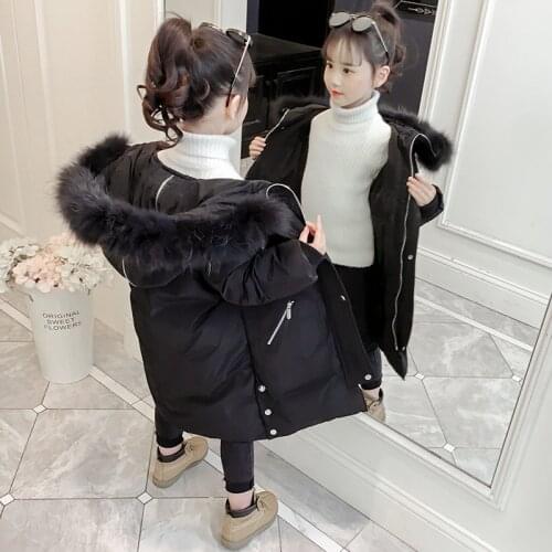 Winter Jacket for Girls Teen Padded-Cotton Clothes 2020 New Children Coats Thick Jacket Fur Kids Hooded Fashion Outerwear Parka