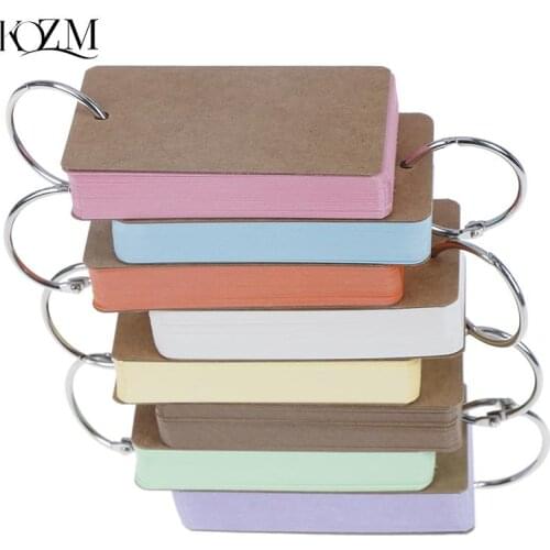 1pc Multi Colors Binder Ring Easy Flip Flash Card Kraft Paper Study Cards Blank Pages Bookmark/ DIY Greeting Card/Index Card