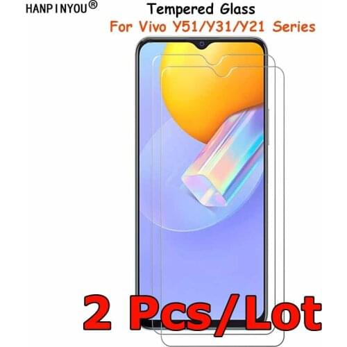 2 Pcs/Lot For Vivo Y51 2020 / Y51a / Y31 6.58" Clear Tempered Glass Screen Protector Ultra Thin Explosion-proof Protective Film