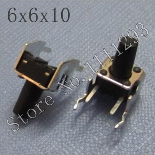 50pcs/lot 6*6*10mm Tact switch miniature , touch switches , push button switches the display keys Key Vertical 6x6x10