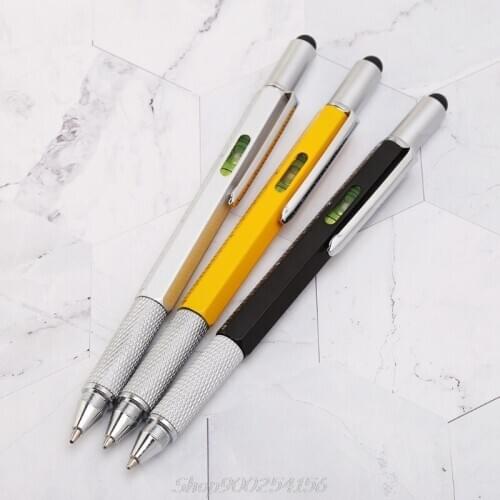 6 in 1 metal pen Multifunction Tool Ballpoint Pen Screwdriver Ruler Spirit Level Jy27 20 Dropship