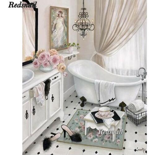 DIY Diamond Painting Bathtub 3D Diamond Embroidery sale square round drill Mosaic diamond picture Bathroom decoration art EE269