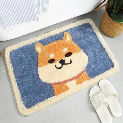 Free Shipping 40x60cm 50x80cm Cartoon Soft Door Mat Lovely Dog Home Washable Carpet Rugs Bathmat Anti Slip Pad Water Absorption