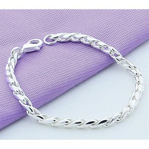 Mens Fine Jewelry 925 Sterling Silver 4mm Twisted Chains Bracelet Bangle Pulseiras De Prata For Female Gift