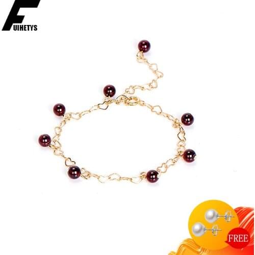 BaliJelry Fashion Silver Bracelet for Girl Party Gift Created Red Garnet Gemstone Jewelry Accessories Bracelets Drop shipping