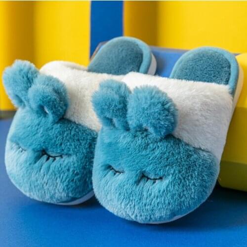 2020 Childrens cotton slippers autumn winter female baby princess cartoon cute antiskid baby boy indoor thermal slippers blue