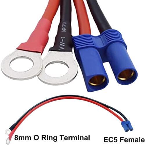 EC5 Female to 8mm O Ring Terminal 10AWG Plug Connector Cable for Battery RC ESC Charger Side Emergency DC Power Supply Lead 40cm