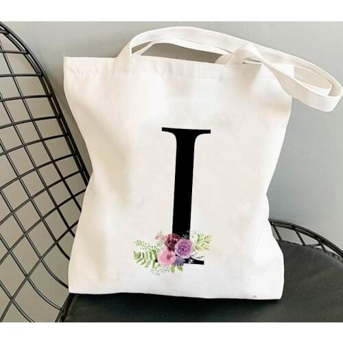 Eco Canvas Shoulder bag for Woman Travel Shopper Handbag Letter Print Female Beach Tote Bags Reusable Shopping bag for Ladies