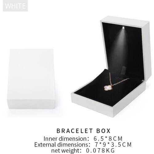 Exquisite Led White Necklace Jewelry Display Box Female Earring Wedding Ring Bracelet Showcase Jewellery Holder For Lover Gift