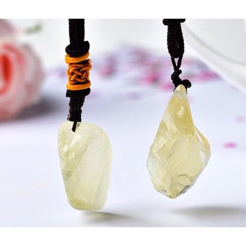 Natural Citrine Stone Pendant Crystal Necklace Raw Crystals Healing Stone Yellow Quartz For Men Women Mineral Jewelry Diy Gift