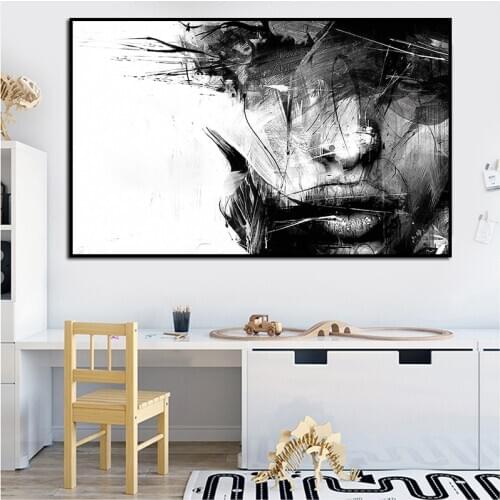 Black and White Abstract woman Canvas Painting Cuadros Modern Poster and Print Art Fashion Wall Picture For Living Room Unframed