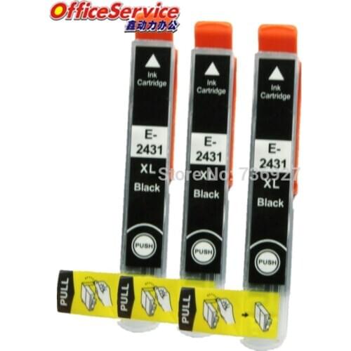3 Black Compatible Ink Cartridge 24XL T2431 For Epson XP-55 XP-760 XP-850 XP-860 XP-950 XP-750 inkjet printer