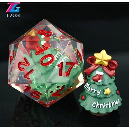 Creative Sharp Edge Large Size D20 Sharp Edge Dice Santa Claus DND RPG Boardgames for Game