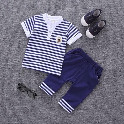 Summer Kids 2020 Sailor Suit Striped T shirt Short Pants For Toddler Boys Clothes Sets Newborn Baby Sets Outfits 1 2 3 4 Years