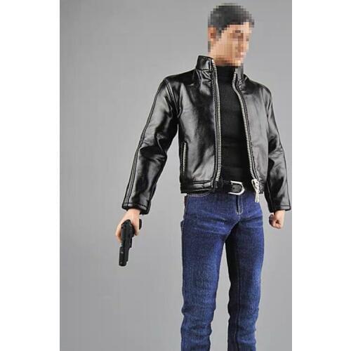 Mnotht 1/6 Male Clothes Agent Leather Suit CEN-M07 Clothes & Shoes & Gun Model for 12'' Narrow Shoulder Action Figure Body